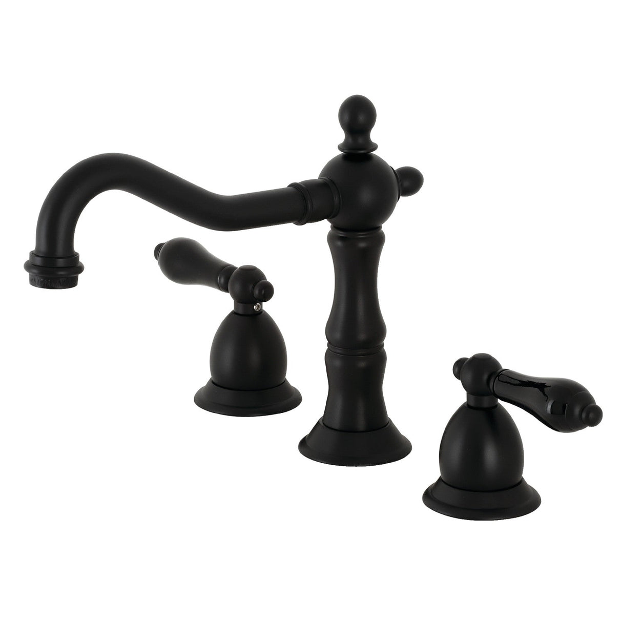 Duchess KS1970PKL Two-Handle 3-Hole Deck Mount Widespread Bathroom Faucet with Brass Pop-Up, Matte Black