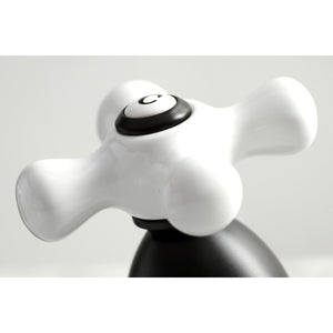 Heritage KS1970PX Two-Handle 3-Hole Deck Mount Widespread Bathroom Faucet with Brass Pop-Up, Matte Black