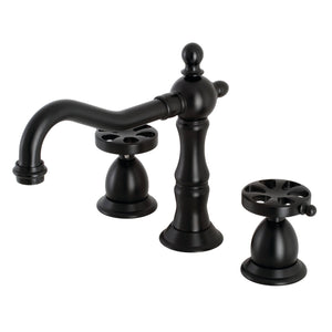 Belknap KS1970RX Two-Handle 3-Hole Deck Mount Widespread Bathroom Faucet with Brass Pop-Up, Matte Black