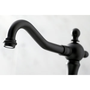 French Country KS1970TX Two-Handle 3-Hole Deck Mount Widespread Bathroom Faucet with Brass Pop-Up, Matte Black