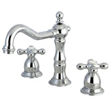 Heritage KS1971AX Two-Handle 3-Hole Deck Mount Widespread Bathroom Faucet with Brass Pop-Up, Polished Chrome