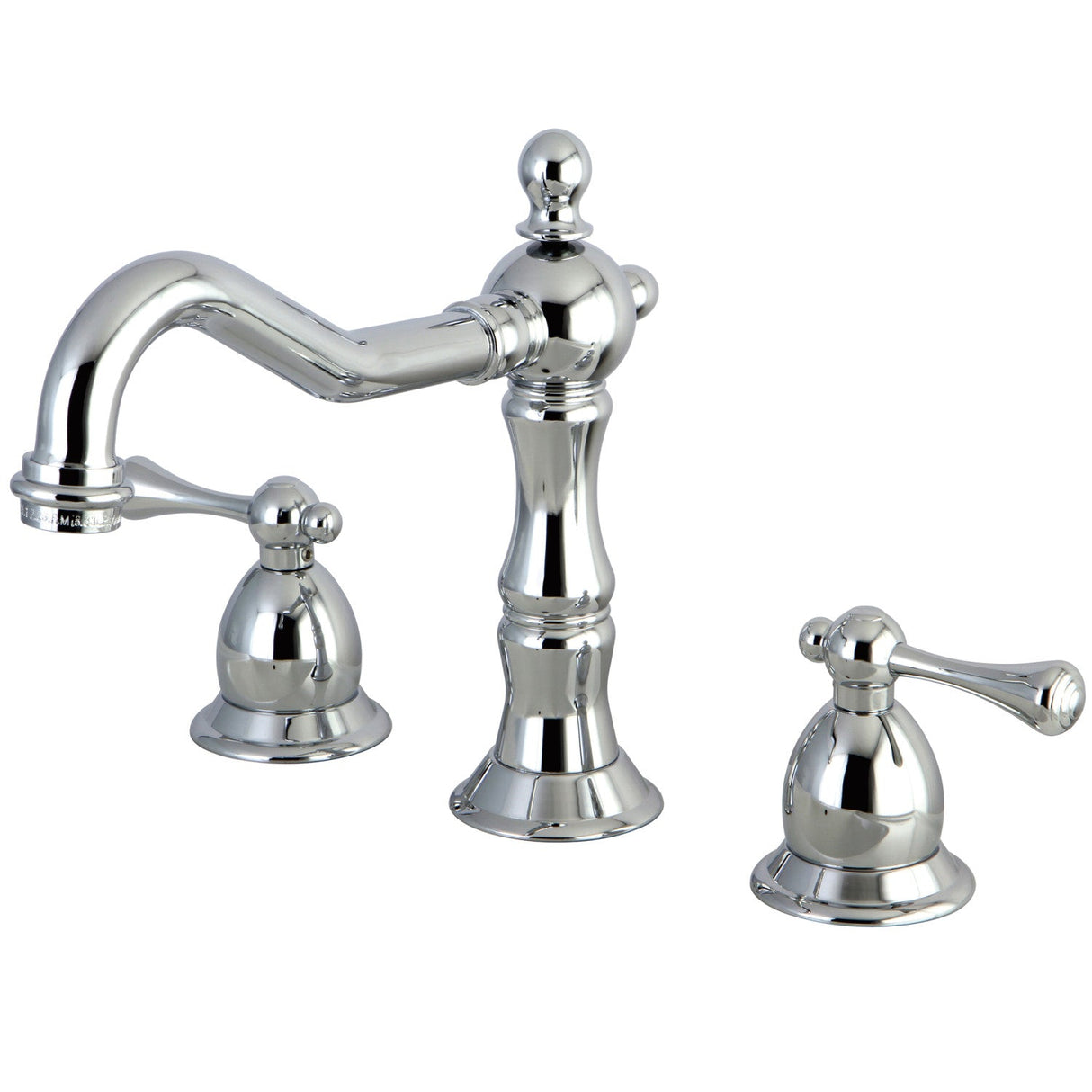 Heritage KS1971BL Two-Handle 3-Hole Deck Mount Widespread Bathroom Faucet with Brass Pop-Up, Polished Chrome