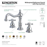 Heritage KS1971BX Two-Handle 3-Hole Deck Mount Widespread Bathroom Faucet with Brass Pop-Up, Polished Chrome