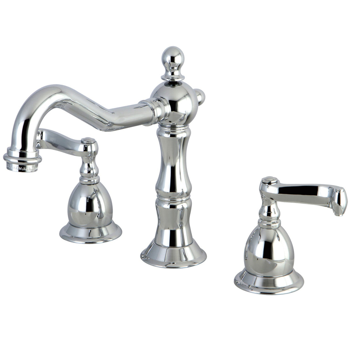 Heritage KS1971FL Two-Handle 3-Hole Deck Mount Widespread Bathroom Faucet with Brass Pop-Up, Polished Chrome