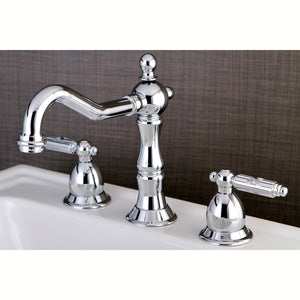 Heritage KS1971GL Two-Handle 3-Hole Deck Mount Widespread Bathroom Faucet with Brass Pop-Up, Polished Chrome