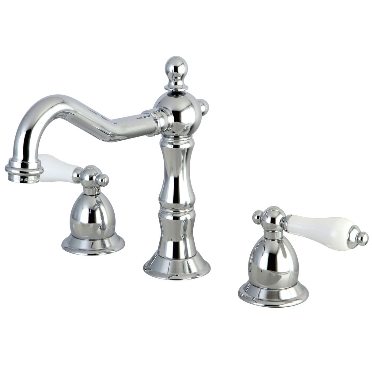 Heritage KS1971PL Two-Handle 3-Hole Deck Mount Widespread Bathroom Faucet with Brass Pop-Up, Polished Chrome