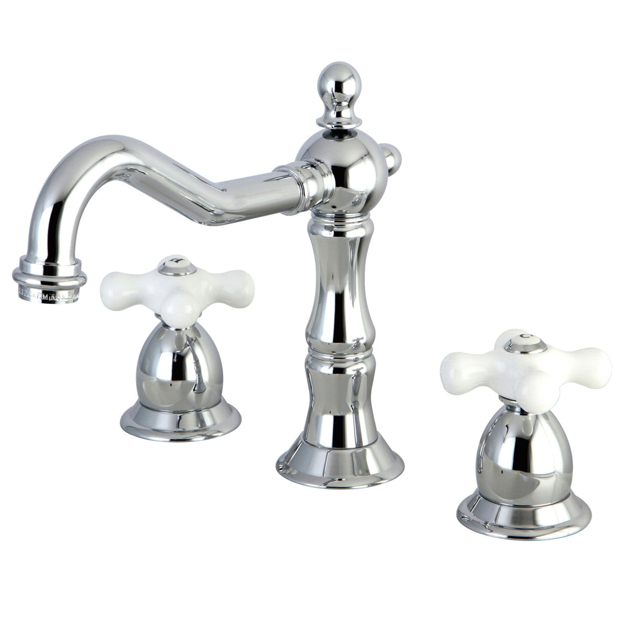 Heritage KS1971PX Two-Handle 3-Hole Deck Mount Widespread Bathroom Faucet with Brass Pop-Up, Polished Chrome