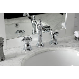Belknap KS1971RX Two-Handle 3-Hole Deck Mount Widespread Bathroom Faucet with Brass Pop-Up, Polished Chrome