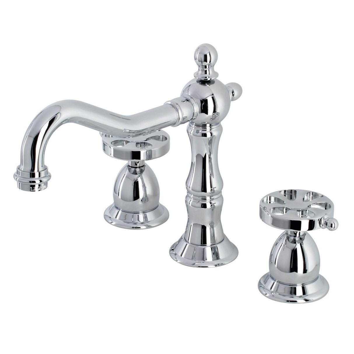 Belknap KS1971RX Two-Handle 3-Hole Deck Mount Widespread Bathroom Faucet with Brass Pop-Up, Polished Chrome