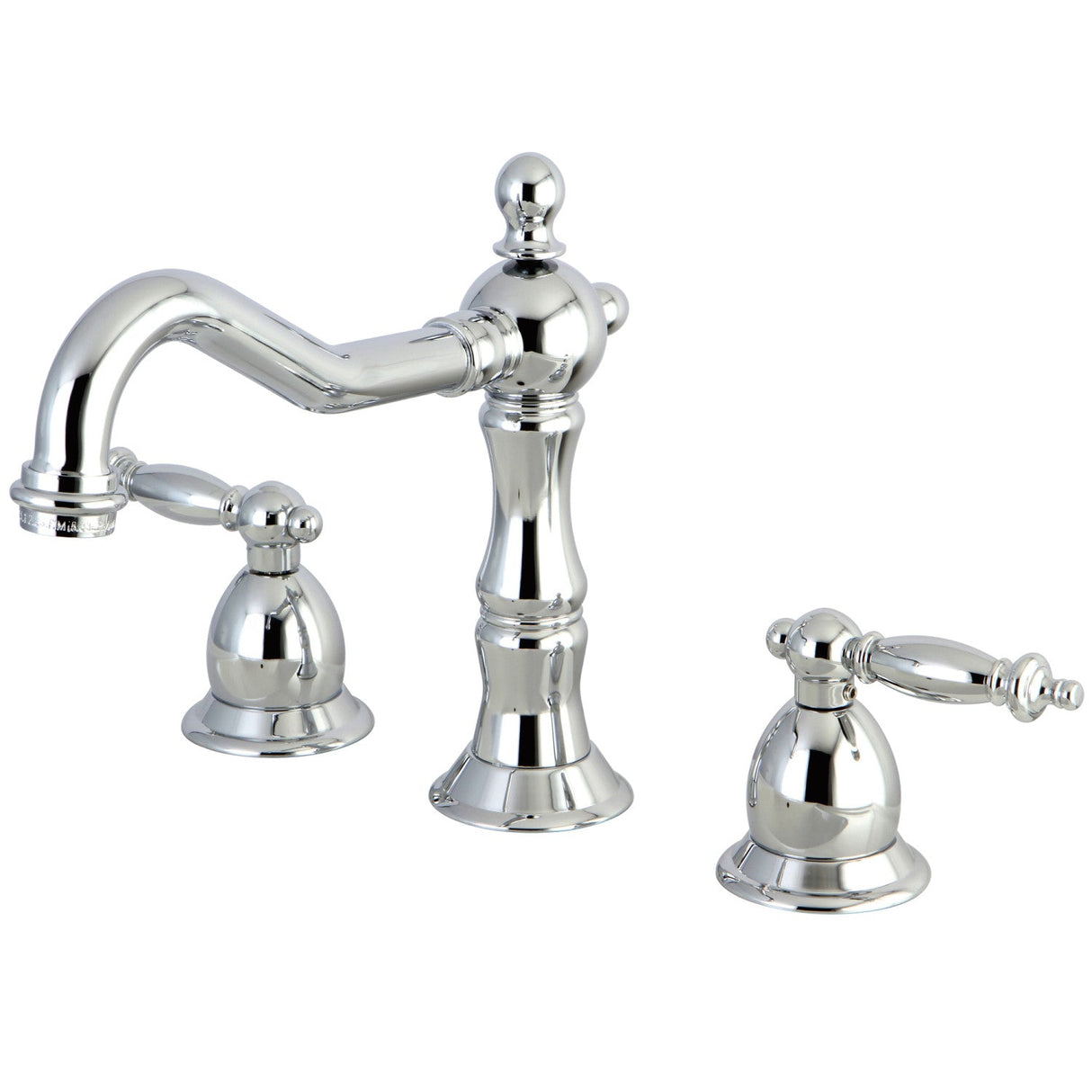 Heritage KS1971TL Two-Handle 3-Hole Deck Mount Widespread Bathroom Faucet with Brass Pop-Up, Polished Chrome