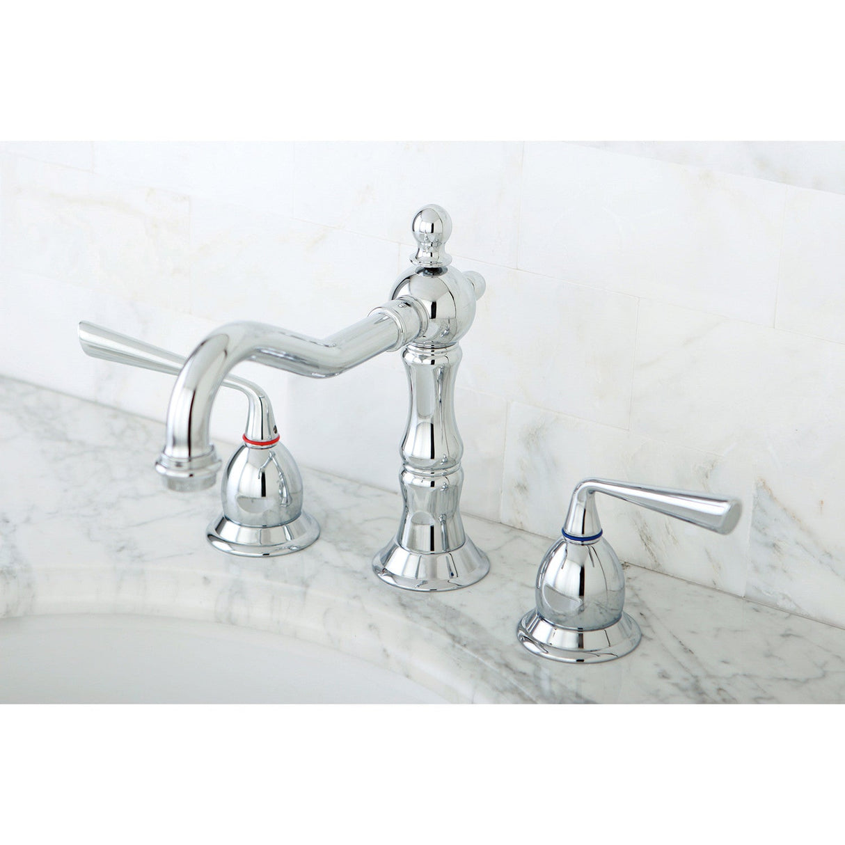 Silver Sage KS1971ZL Two-Handle 3-Hole Deck Mount Widespread Bathroom Faucet with Brass Pop-Up, Polished Chrome