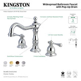 Heritage KS1972BL Two-Handle 3-Hole Deck Mount Widespread Bathroom Faucet with Brass Pop-Up, Polished Brass