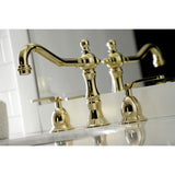 Whitaker KS1972KL Two-Handle 3-Hole Deck Mount Widespread Bathroom Faucet with Brass Pop-Up, Polished Brass