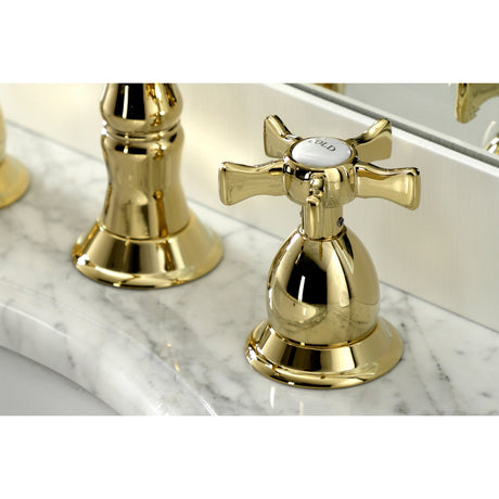 Hamilton KS1972NX Two-Handle 3-Hole Deck Mount Widespread Bathroom Faucet with Brass Pop-Up, Polished Brass