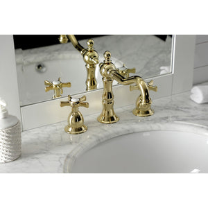 Hamilton KS1972NX Two-Handle 3-Hole Deck Mount Widespread Bathroom Faucet with Brass Pop-Up, Polished Brass