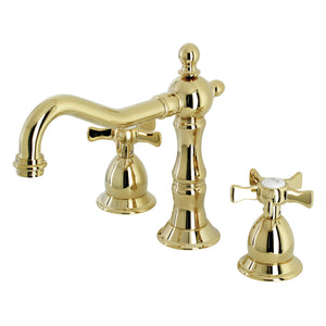 Hamilton KS1972NX Two-Handle 3-Hole Deck Mount Widespread Bathroom Faucet with Brass Pop-Up, Polished Brass