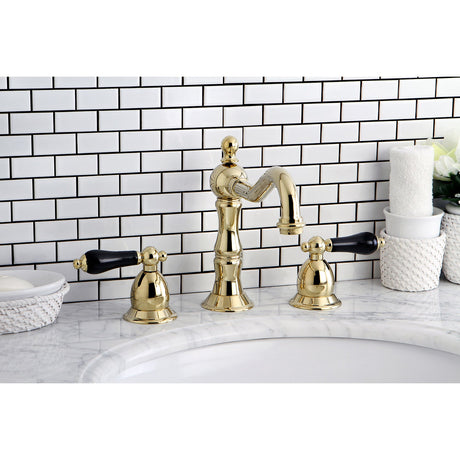 Duchess KS1972PKL Two-Handle 3-Hole Deck Mount Widespread Bathroom Faucet with Brass Pop-Up, Polished Brass