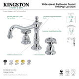 Belknap KS1972RX Two-Handle 3-Hole Deck Mount Widespread Bathroom Faucet with Brass Pop-Up, Polished Brass