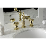 Belknap KS1972RX Two-Handle 3-Hole Deck Mount Widespread Bathroom Faucet with Brass Pop-Up, Polished Brass