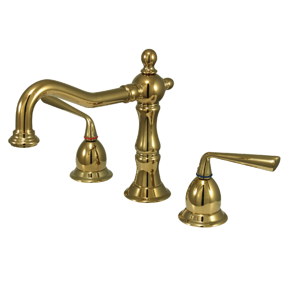 Silver Sage KS1972ZL Two-Handle 3-Hole Deck Mount Widespread Bathroom Faucet with Brass Pop-Up, Polished Brass