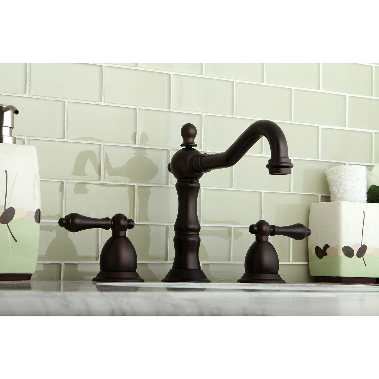 Heritage KS1975AL Two-Handle 3-Hole Deck Mount Widespread Bathroom Faucet with Brass Pop-Up, Oil Rubbed Bronze