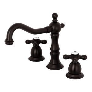 Heritage KS1975AX Two-Handle 3-Hole Deck Mount Widespread Bathroom Faucet with Brass Pop-Up, Oil Rubbed Bronze