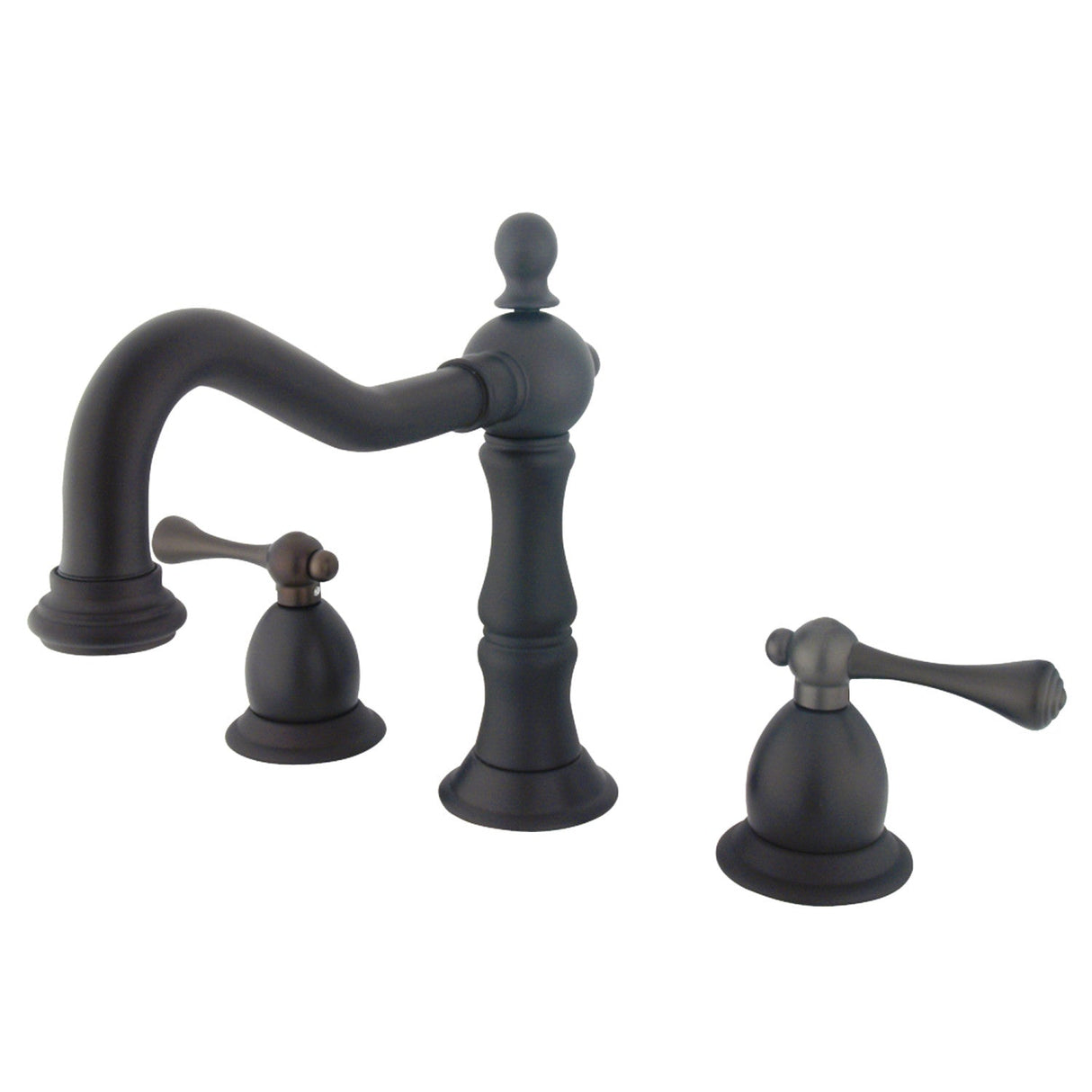 Heritage KS1975BL Two-Handle 3-Hole Deck Mount Widespread Bathroom Faucet with Brass Pop-Up, Oil Rubbed Bronze