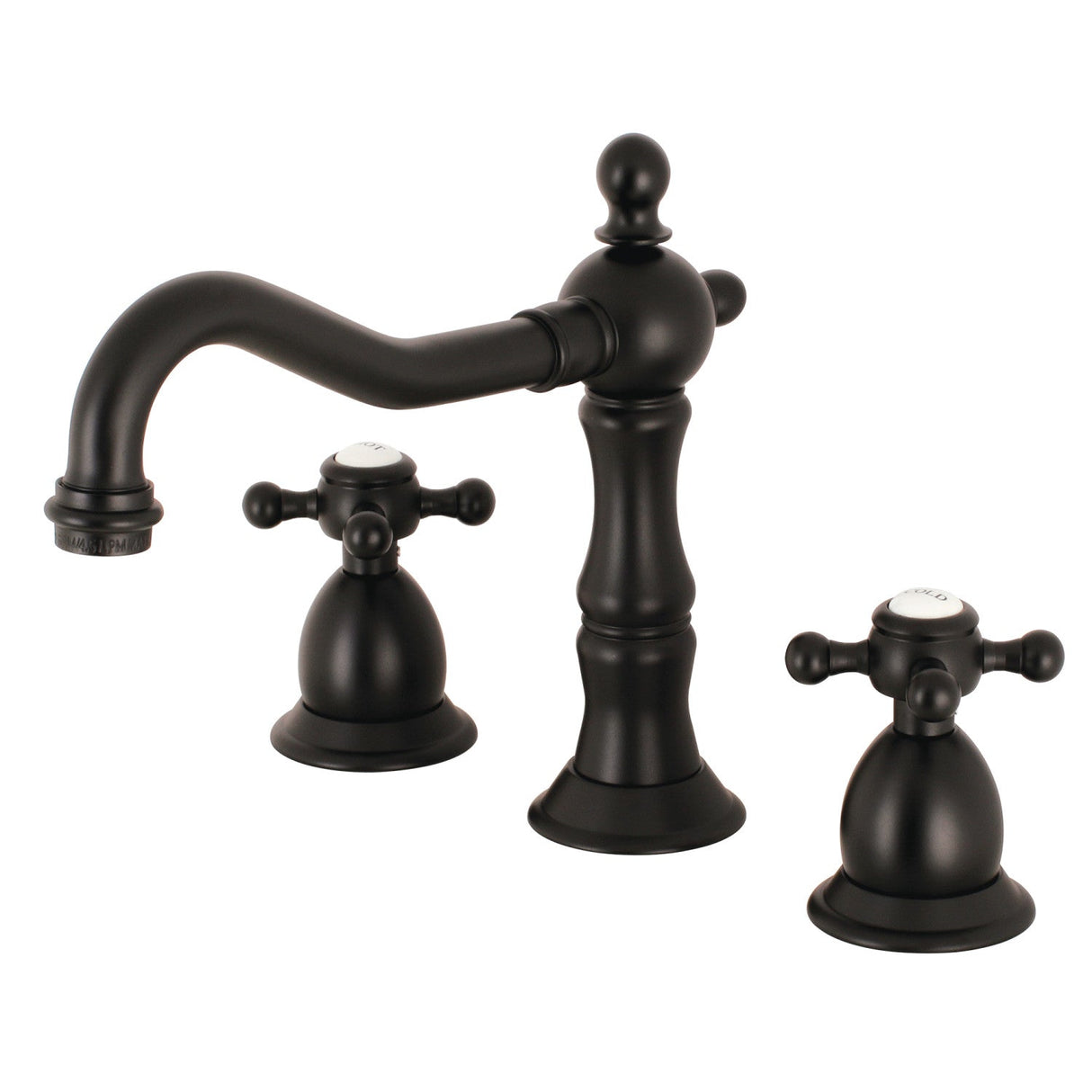 Heritage KS1975BX Two-Handle 3-Hole Deck Mount Widespread Bathroom Faucet with Brass Pop-Up, Oil Rubbed Bronze