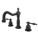 Heritage KS1975NL Two-Handle 3-Hole Deck Mount Widespread Bathroom Faucet with Brass Pop-Up, Oil Rubbed Bronze