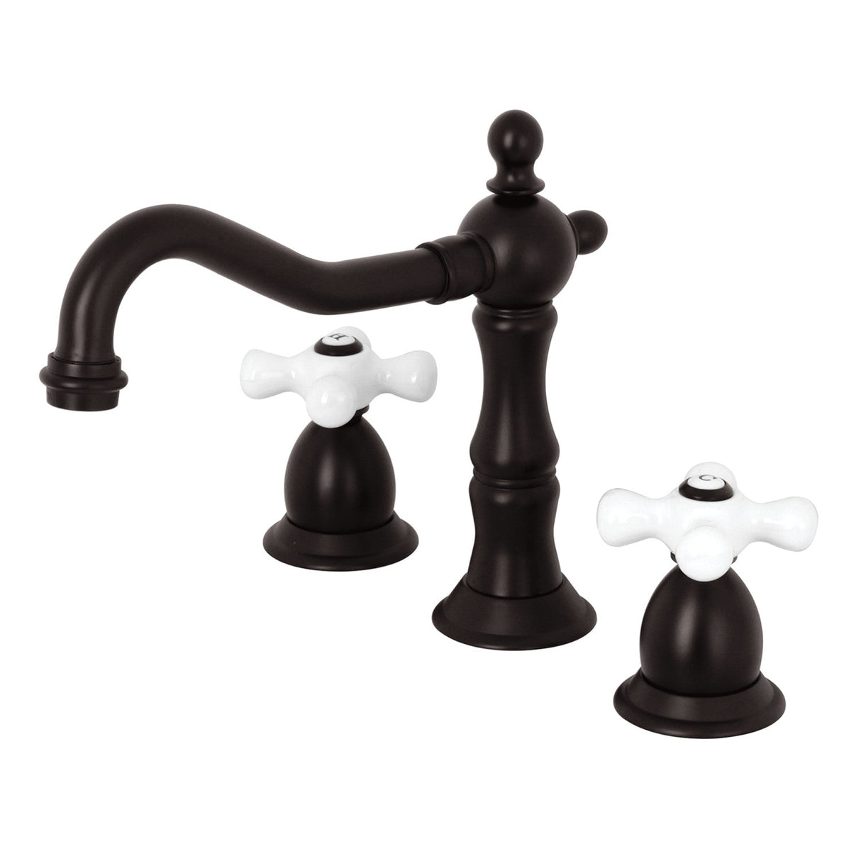 Heritage KS1975PX Two-Handle 3-Hole Deck Mount Widespread Bathroom Faucet with Brass Pop-Up, Oil Rubbed Bronze