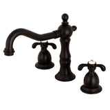 French Country KS1975TX Two-Handle 3-Hole Deck Mount Widespread Bathroom Faucet with Brass Pop-Up, Oil Rubbed Bronze