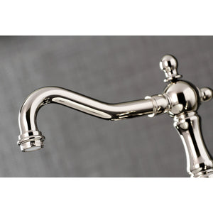 Heritage KS1976AL Two-Handle 3-Hole Deck Mount Widespread Bathroom Faucet with Brass Pop-Up, Polished Nickel