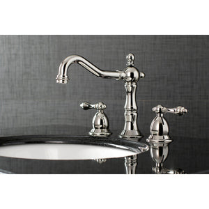 Heritage KS1976AL Two-Handle 3-Hole Deck Mount Widespread Bathroom Faucet with Brass Pop-Up, Polished Nickel