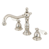Heritage KS1976PL Two-Handle 3-Hole Deck Mount Widespread Bathroom Faucet with Brass Pop-Up, Polished Nickel