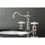 Heritage KS1976PX Two-Handle 3-Hole Deck Mount Widespread Bathroom Faucet with Brass Pop-Up, Polished Nickel