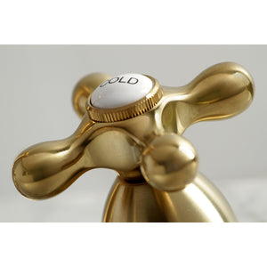 Heritage KS1977AX Two-Handle 3-Hole Deck Mount Widespread Bathroom Faucet with Brass Pop-Up, Brushed Brass