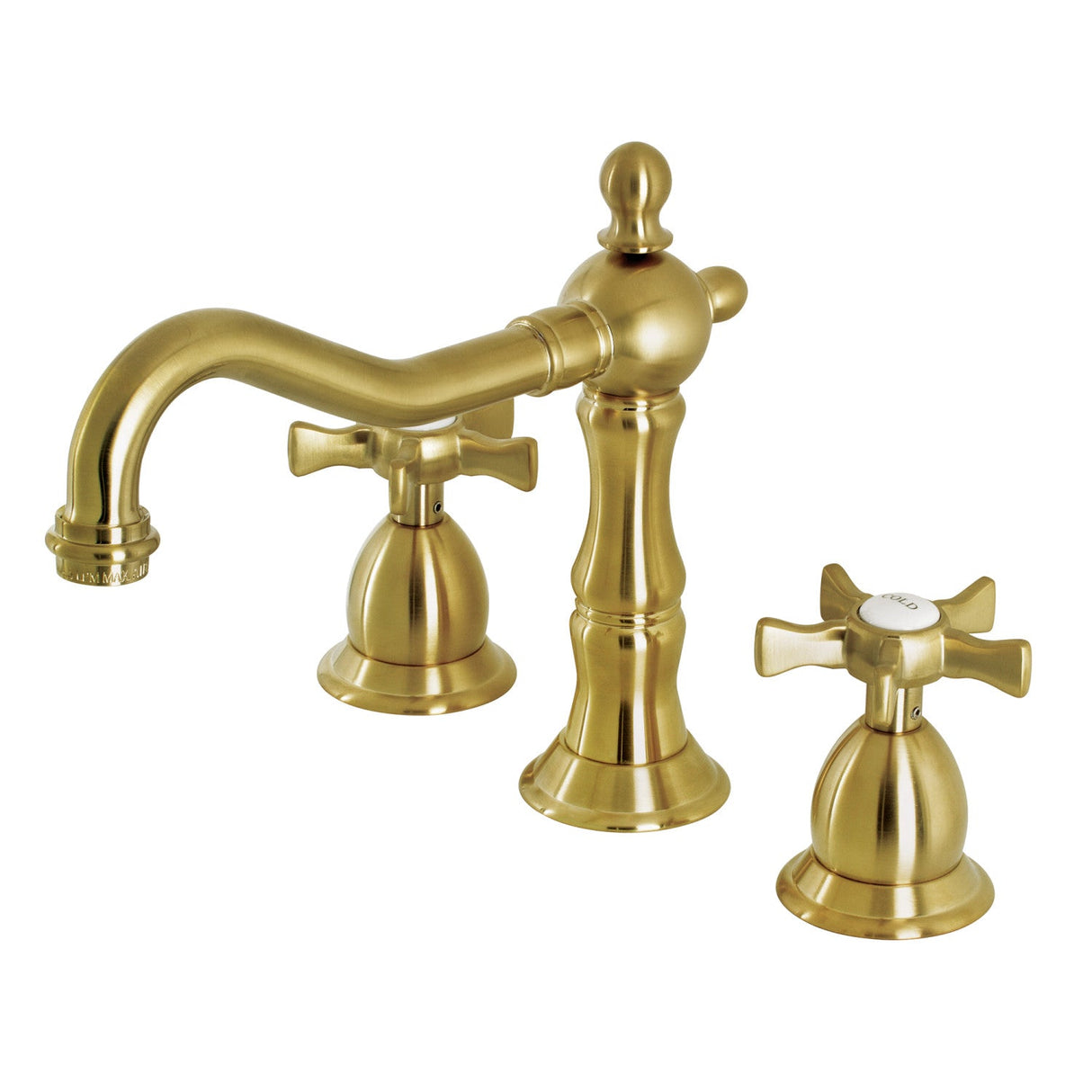 Hamilton KS1977NX Two-Handle 3-Hole Deck Mount Widespread Bathroom Faucet with Brass Pop-Up, Brushed Brass