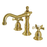 Hamilton KS1977NX Two-Handle 3-Hole Deck Mount Widespread Bathroom Faucet with Brass Pop-Up, Brushed Brass