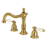 Heritage KS1977PL Two-Handle 3-Hole Deck Mount Widespread Bathroom Faucet with Brass Pop-Up, Brushed Brass