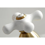 Heritage KS1977PX Two-Handle 3-Hole Deck Mount Widespread Bathroom Faucet with Brass Pop-Up, Brushed Brass