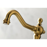 Heritage KS1977PX Two-Handle 3-Hole Deck Mount Widespread Bathroom Faucet with Brass Pop-Up, Brushed Brass