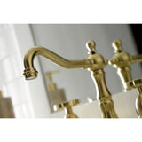 Belknap KS1977RX Two-Handle 3-Hole Deck Mount Widespread Bathroom Faucet with Brass Pop-Up, Brushed Brass