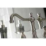 Whitaker KS1978KL Two-Handle 3-Hole Deck Mount Widespread Bathroom Faucet with Brass Pop-Up, Brushed Nickel