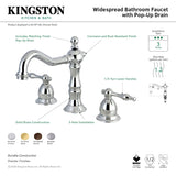 Heritage KS1978NL Two-Handle 3-Hole Deck Mount Widespread Bathroom Faucet with Brass Pop-Up, Brushed Nickel