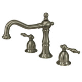 Heritage KS1978NL Two-Handle 3-Hole Deck Mount Widespread Bathroom Faucet with Brass Pop-Up, Brushed Nickel