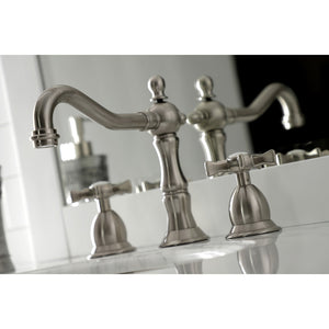 Hamilton KS1978NX Two-Handle 3-Hole Deck Mount Widespread Bathroom Faucet with Brass Pop-Up, Brushed Nickel