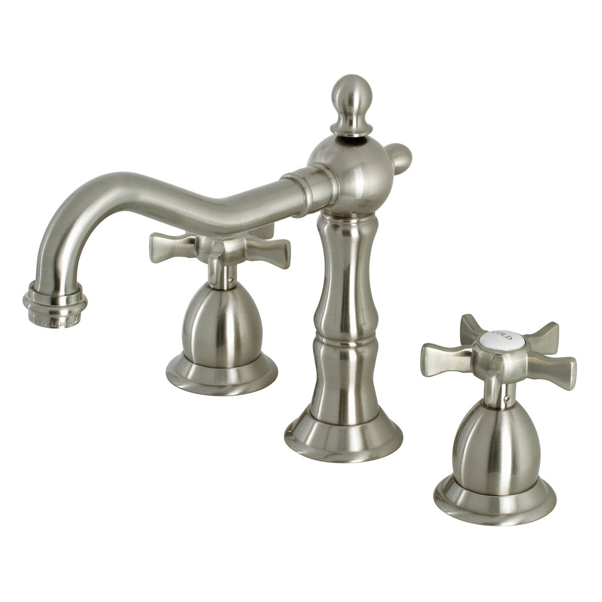 Hamilton KS1978NX Two-Handle 3-Hole Deck Mount Widespread Bathroom Faucet with Brass Pop-Up, Brushed Nickel