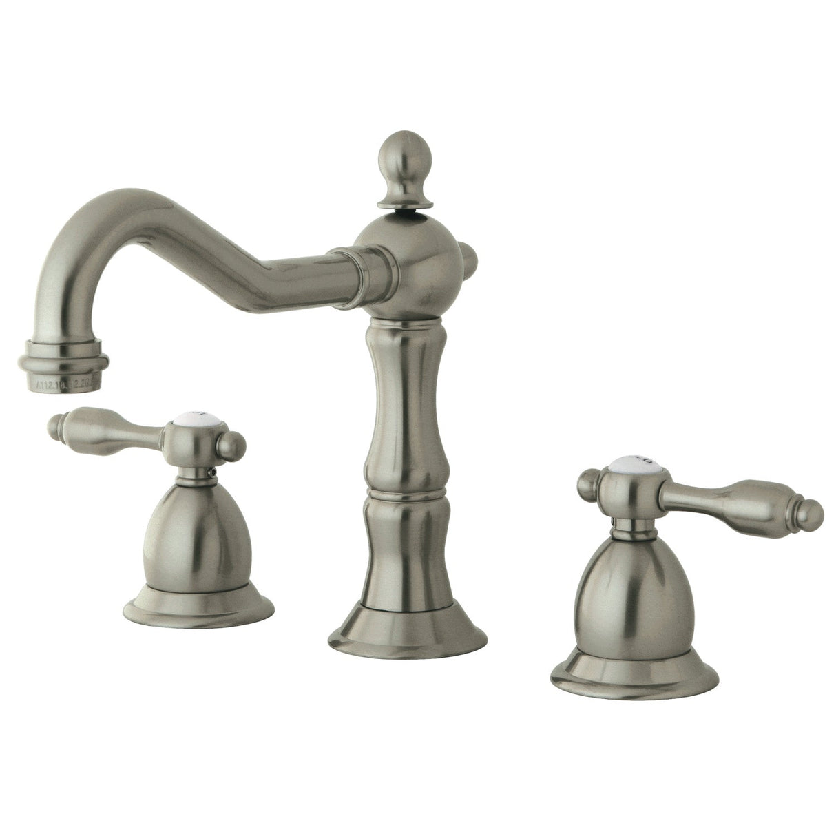 Tudor KS1978TAL Two-Handle 3-Hole Deck Mount Widespread Bathroom Faucet with Brass Pop-Up, Brushed Nickel