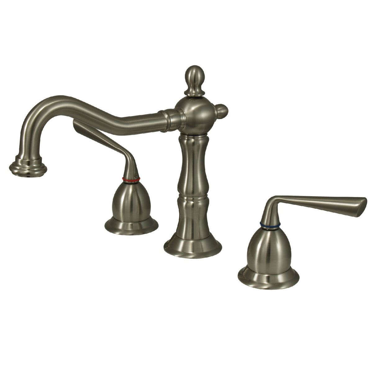 Silver Sage KS1978ZL Two-Handle 3-Hole Deck Mount Widespread Bathroom Faucet with Brass Pop-Up, Brushed Nickel