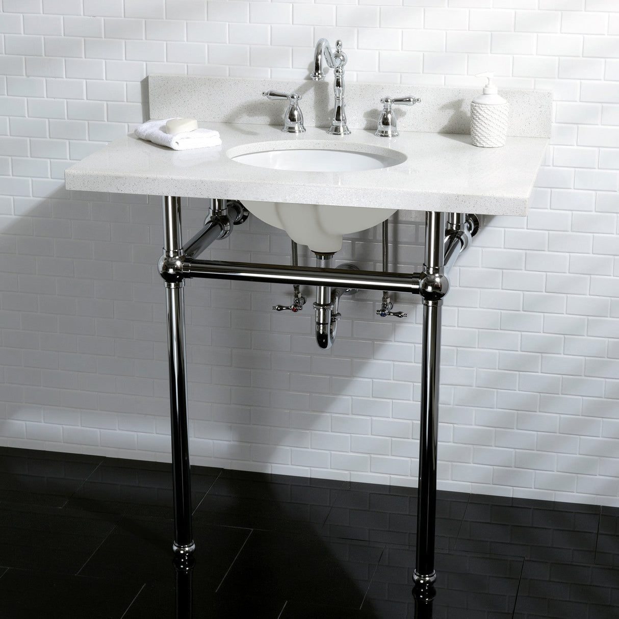 Heritage KS1991AL Two-Handle 3-Hole Deck Mount Widespread Bathroom Faucet with Brass Pop-Up, Polished Chrome